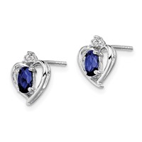 Sterling Silver Rhodium-plated Created Sapphire & Diam. Earrings view 2