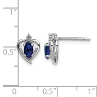 Sterling Silver Rhodium-plated Created Sapphire & Diam. Earrings view 4