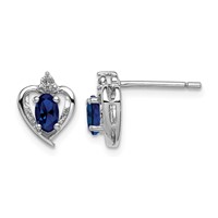 Sterling Silver Rhodium-plated Created Sapphire & Diam. Earrings view 1