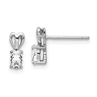 Oval Gemstone and Diamond Post Earrings