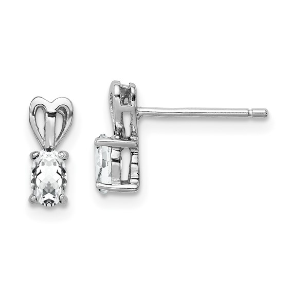 Oval Gemstone and Diamond Post Earrings