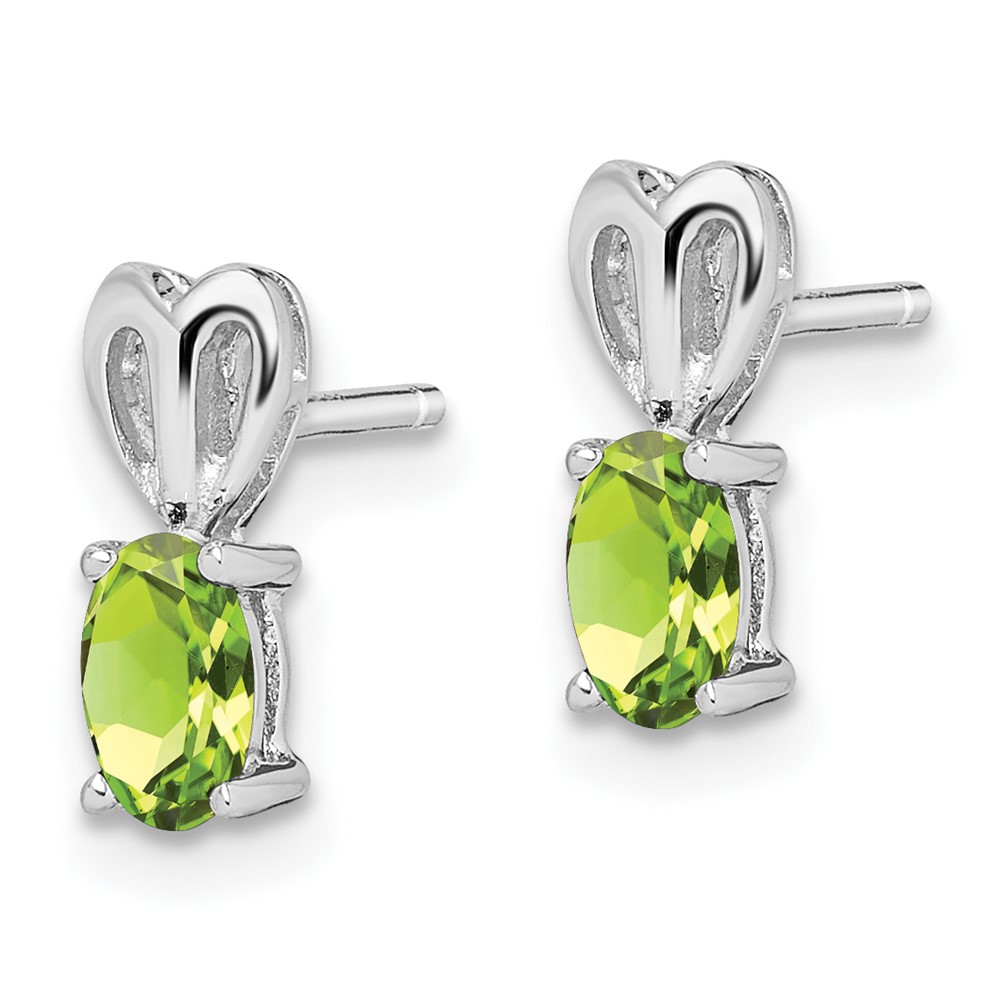 Sterling Silver Rhodium-plated Peridot Earrings (QBE20AUG)