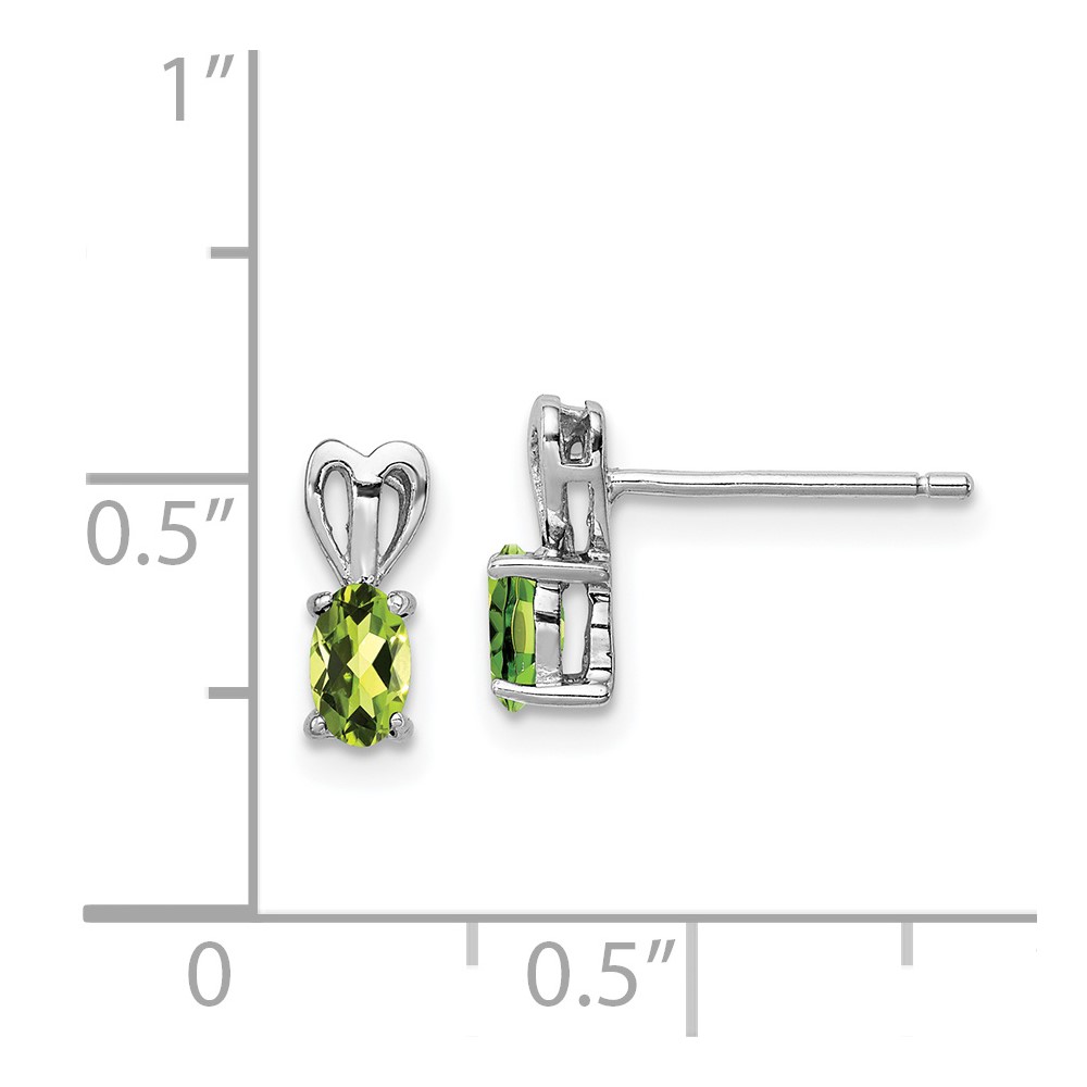 Sterling Silver Rhodium-plated Peridot Earrings (QBE20AUG)
