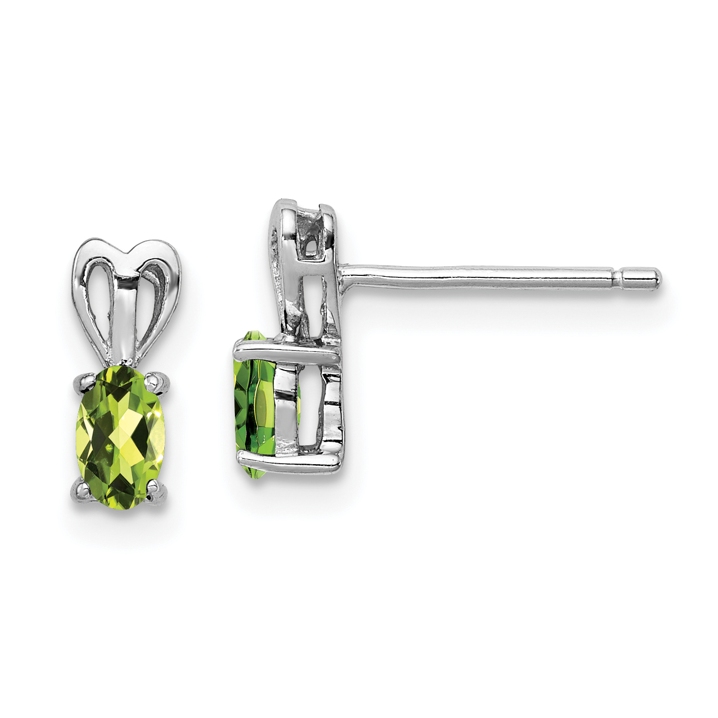 Sterling Silver Rhodium-plated Peridot Earrings (QBE20AUG)