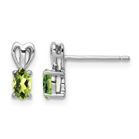 Sterling Silver Rhodium-plated Peridot Earrings view 1