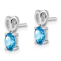 Sterling Silver Rhodium-plated Light Swiss Blue Topaz Earrings view 2
