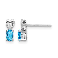 Sterling Silver Rhodium-plated Light Swiss Blue Topaz Earrings view 1