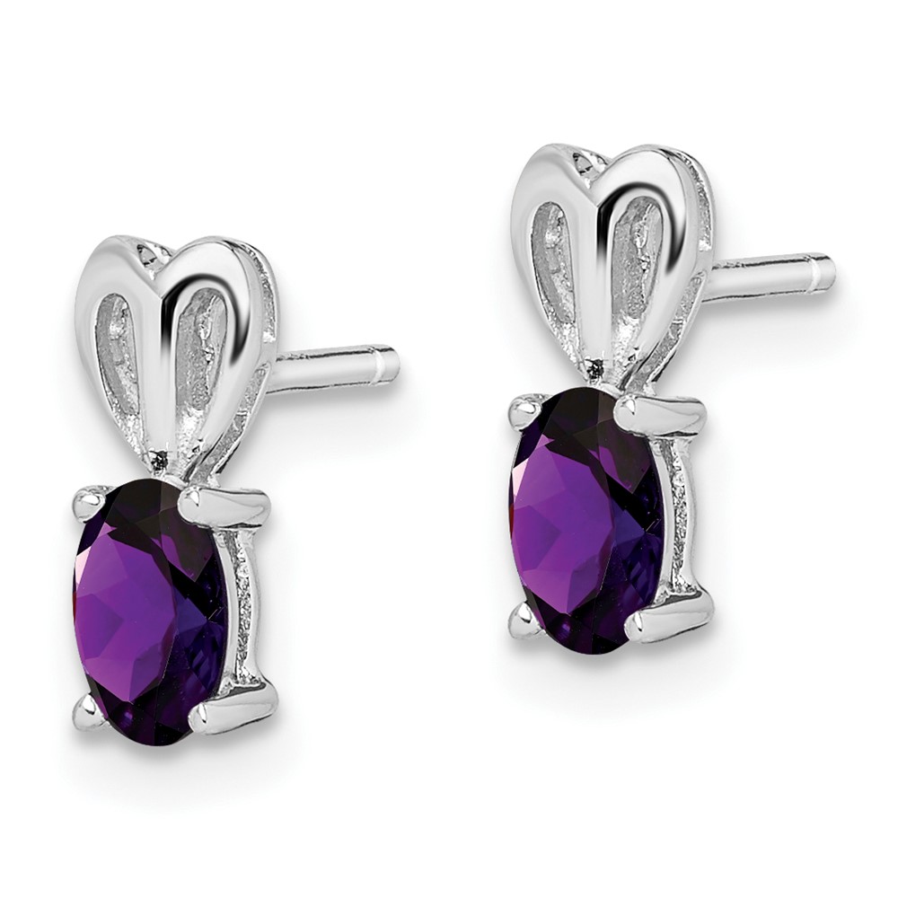Sterling Silver Rhodium-plated Amethyst Earrings (QBE20FEB)