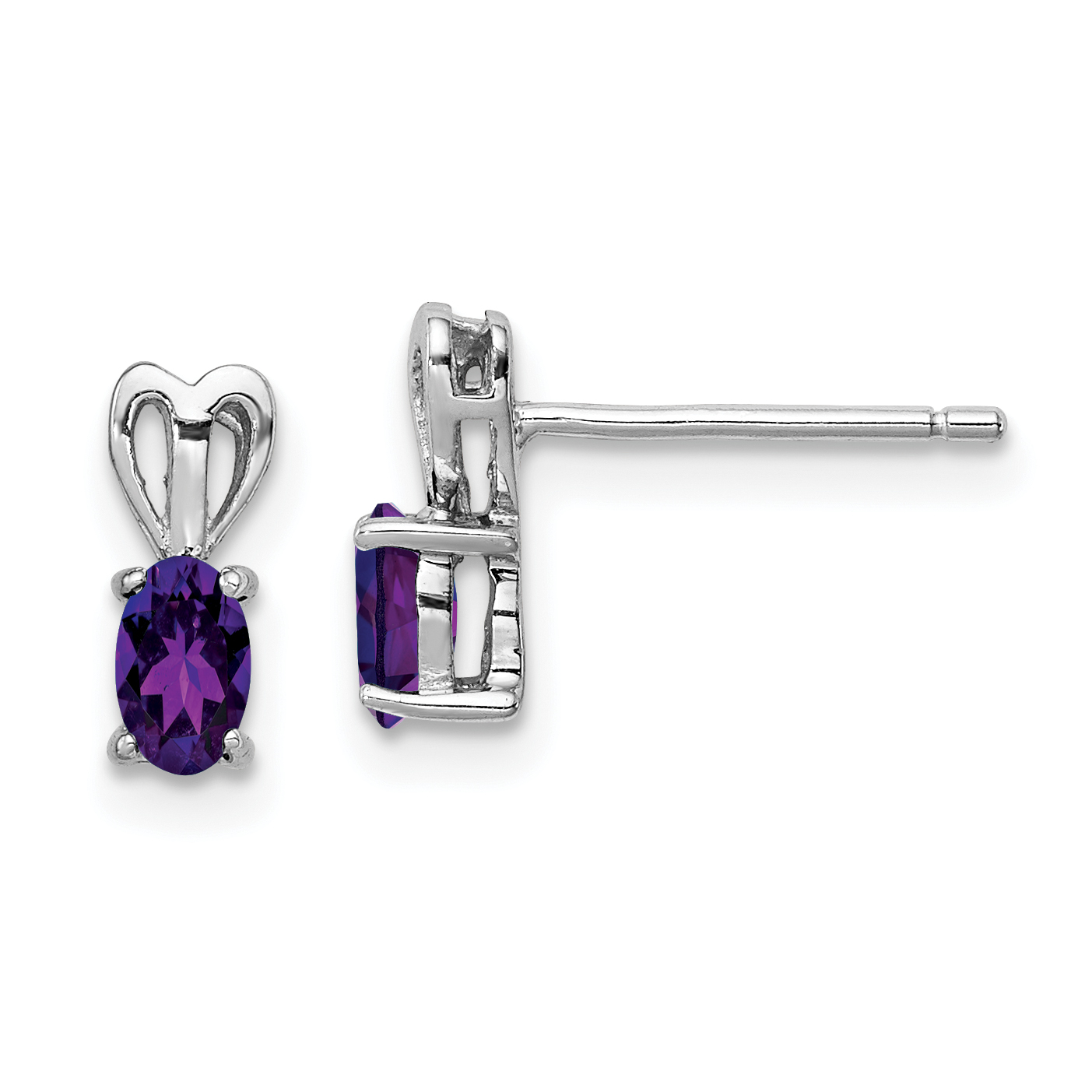 Sterling Silver Rhodium-plated Amethyst Earrings (QBE20FEB)