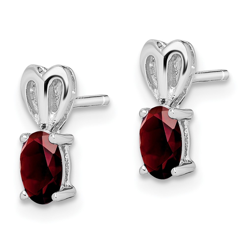 Sterling Silver Rhodium-plated Garnet Earrings (QBE20JAN)