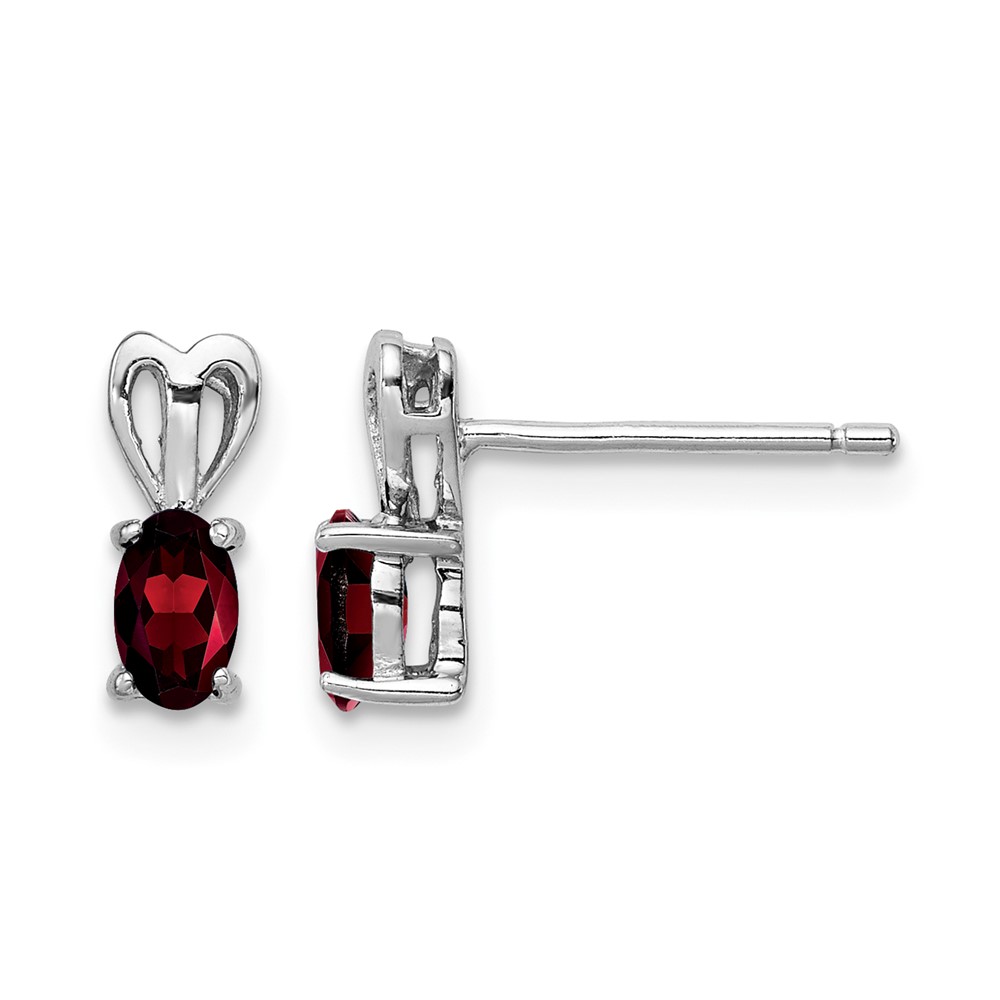 Sterling Silver Rhodium-plated Garnet Earrings (QBE20JAN)