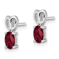 Sterling Silver Rhodium-plated Created Ruby Earrings view 2