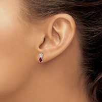 Sterling Silver Rhodium-plated Created Ruby Earrings view 3