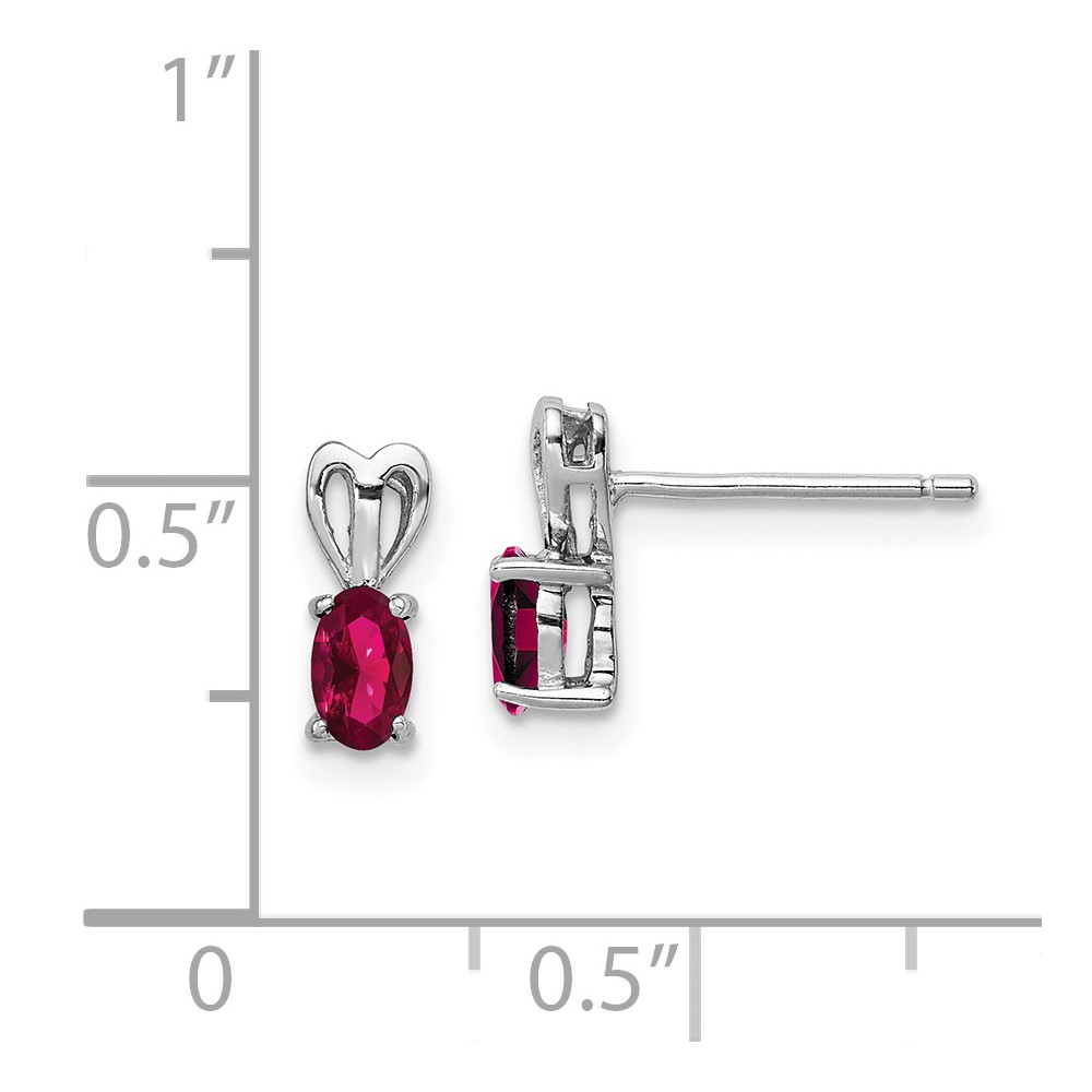 Sterling Silver Rhodium-plated Created Ruby Earrings (QBE20JUL)