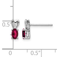 Sterling Silver Rhodium-plated Created Ruby Earrings view 4