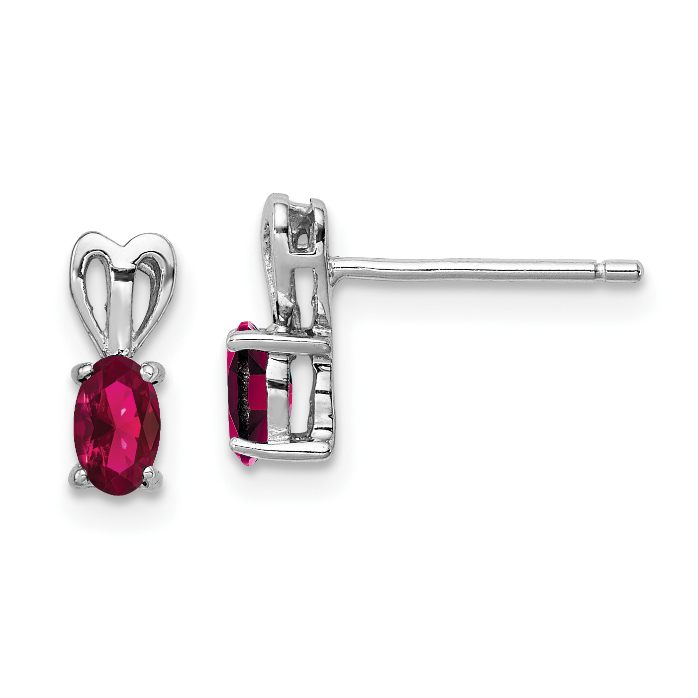 Sterling Silver Rhodium-plated Created Ruby Earrings (QBE20JUL)