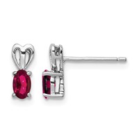 Sterling Silver Rhodium-plated Created Ruby Earrings view 1