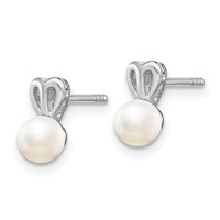 Sterling Silver Rhodium-plated FW Cultured Pearl Earrings view 2