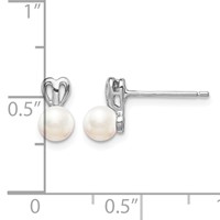 Sterling Silver Rhodium-plated FW Cultured Pearl Earrings view 4