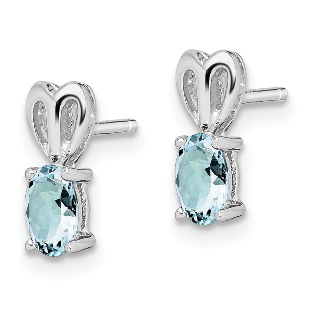Sterling Silver Rhodium-plated Aquamarine Earrings (QBE20MAR)
