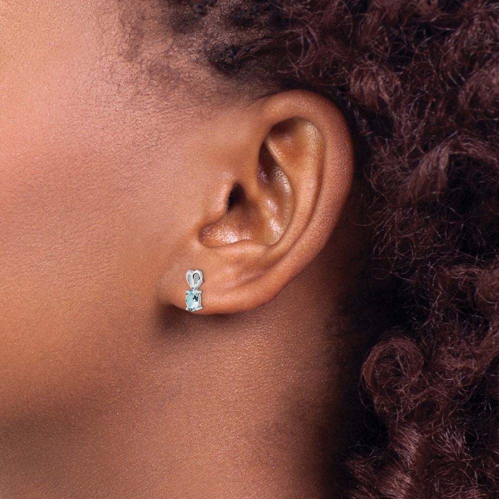 Sterling Silver Rhodium-plated Aquamarine Earrings (QBE20MAR)