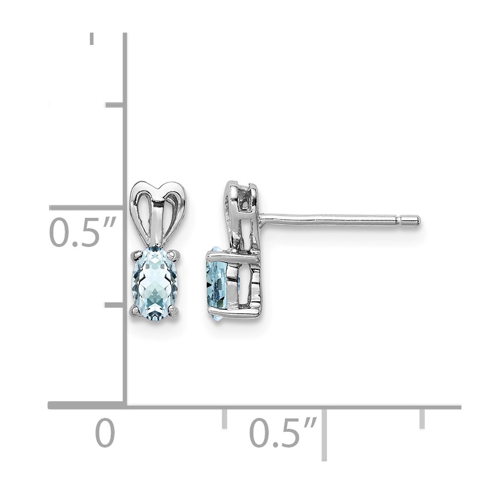 Sterling Silver Rhodium-plated Aquamarine Earrings (QBE20MAR)