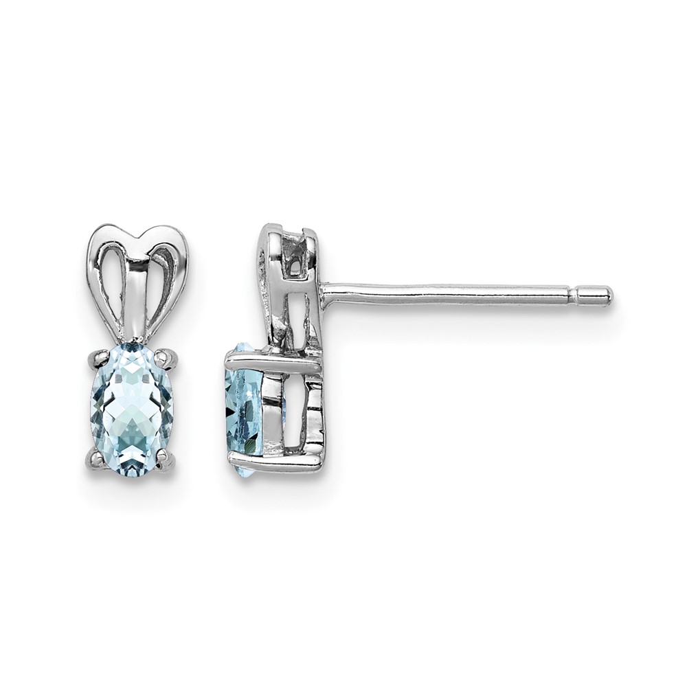 Sterling Silver Rhodium-plated Aquamarine Earrings (QBE20MAR)