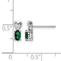 Sterling Silver Rhodium-plated Created Emerald Earrings view 4