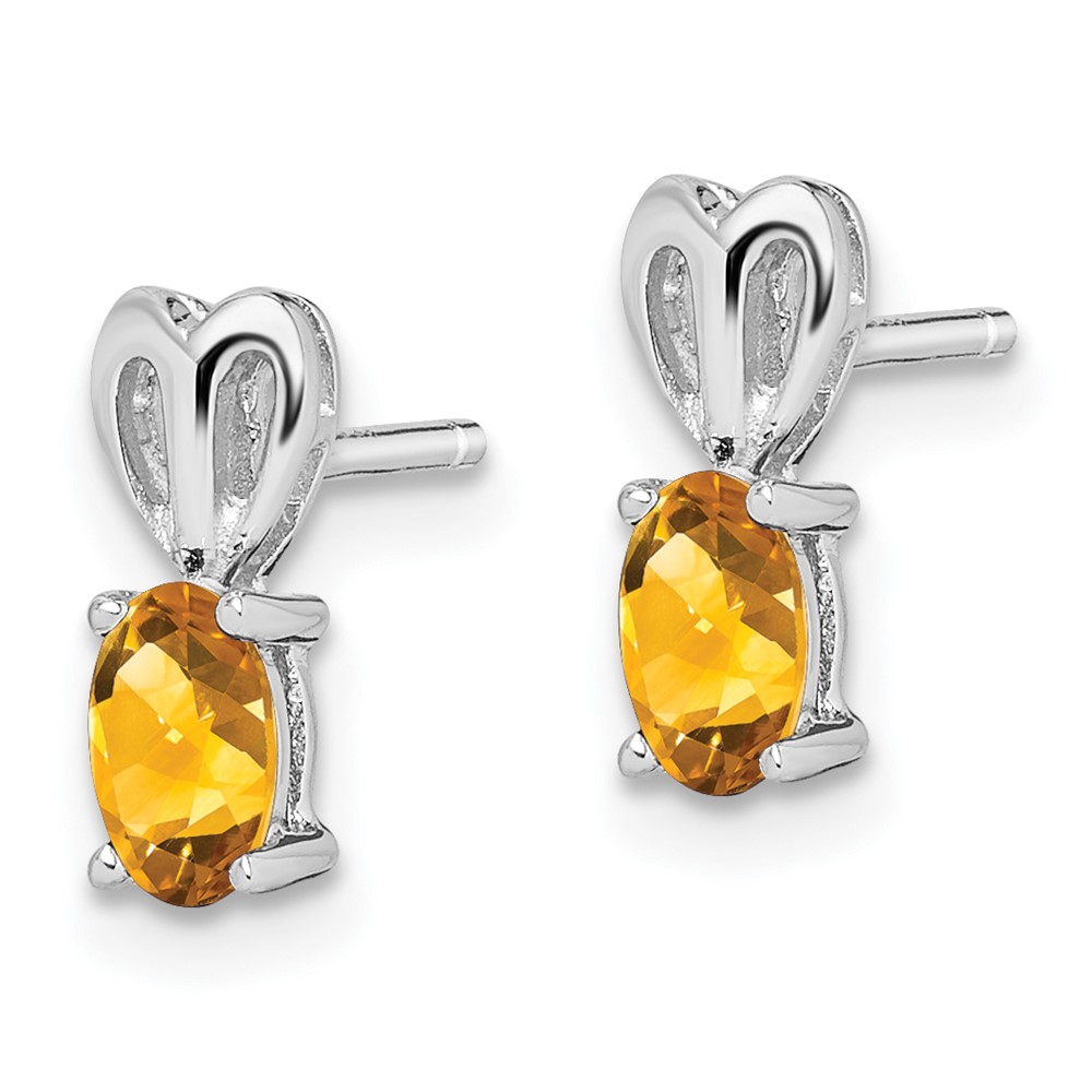 Sterling Silver Rhodium-plated Citrine Earrings (QBE20NOV)