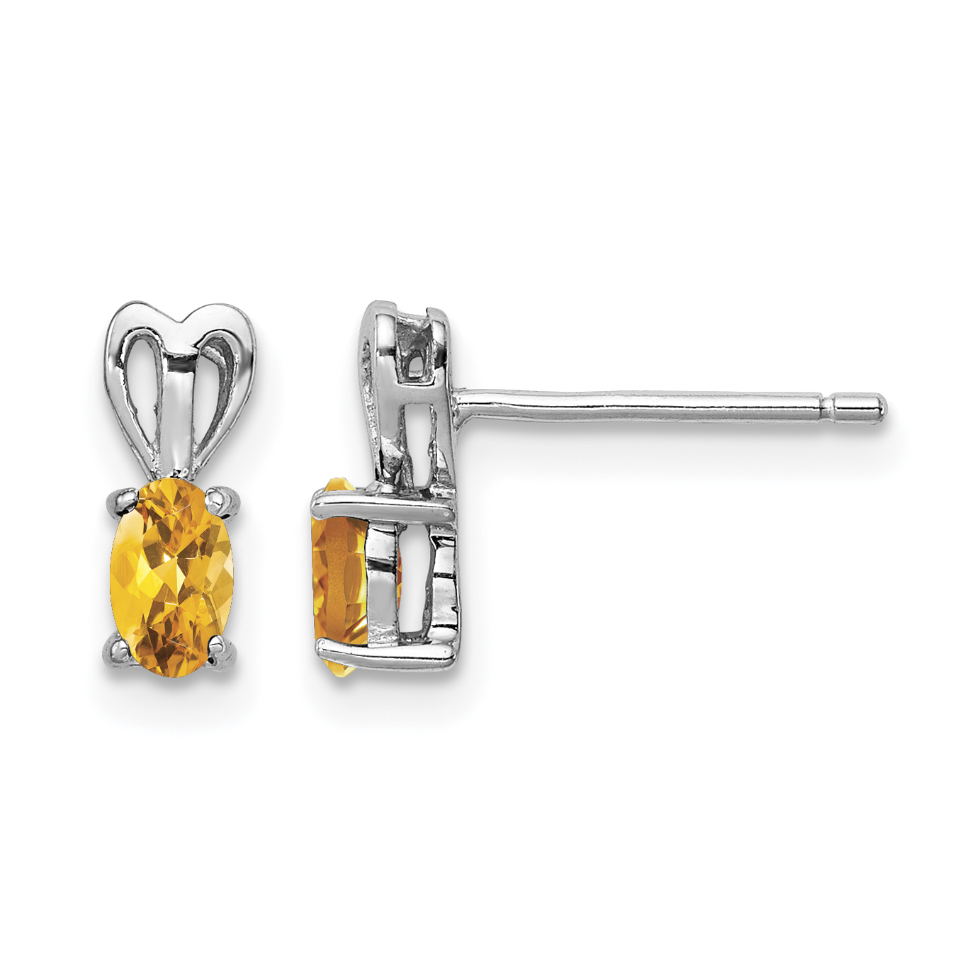 Sterling Silver Rhodium-plated Citrine Earrings (QBE20NOV)
