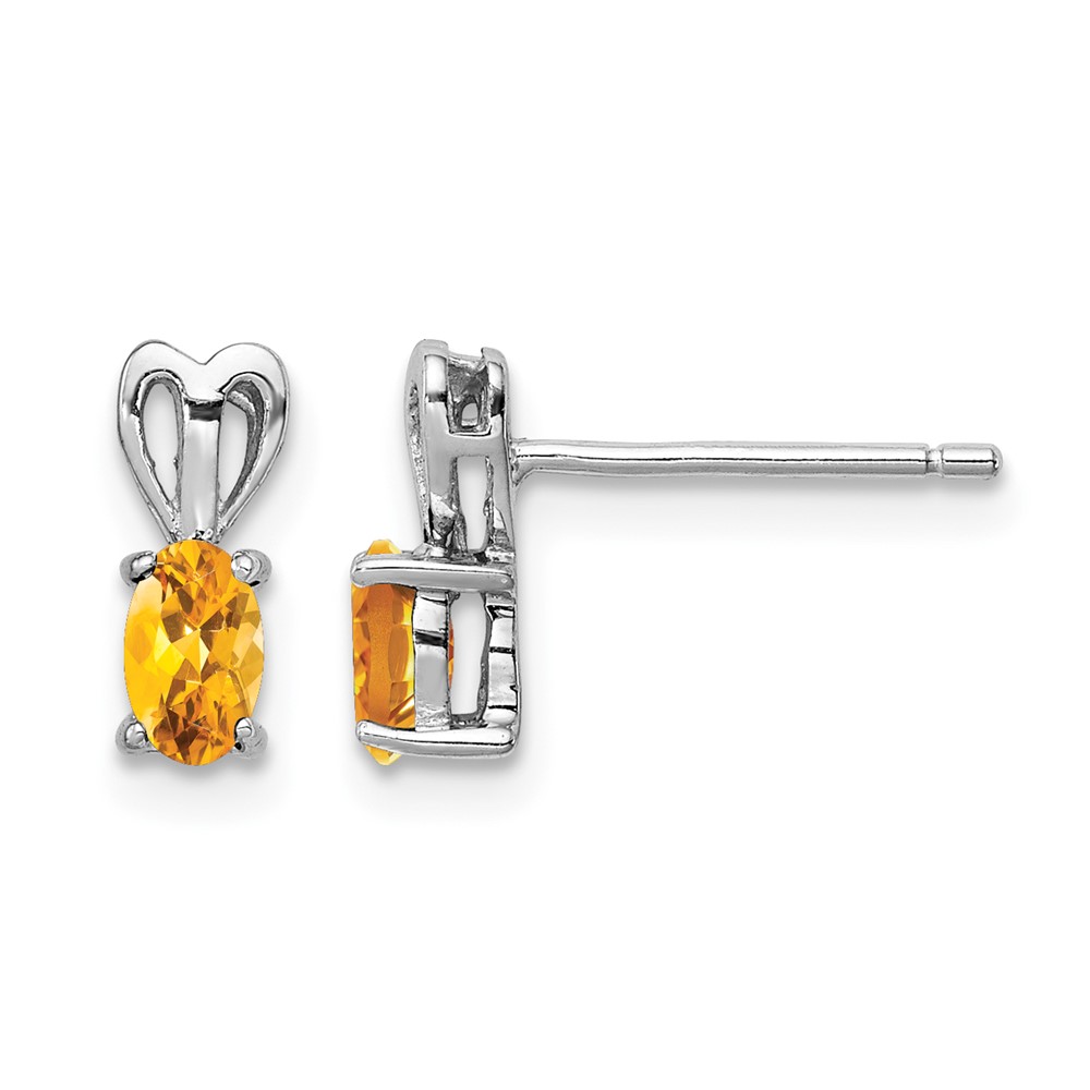 Sterling Silver Rhodium-plated Citrine Earrings (QBE20NOV)