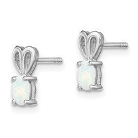 Sterling Silver Rhodium-plated Created Opal Earrings view 2