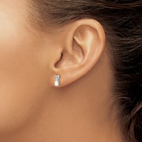 Sterling Silver Rhodium-plated Created Opal Earrings view 3
