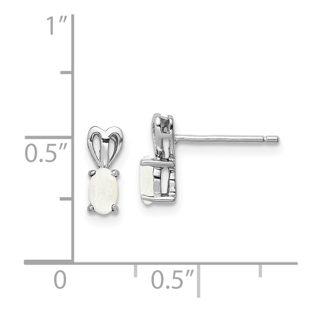 Sterling Silver Rhodium-plated Created Opal Earrings (QBE20OCT)