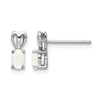 Sterling Silver Rhodium-plated Created Opal Earrings view 1
