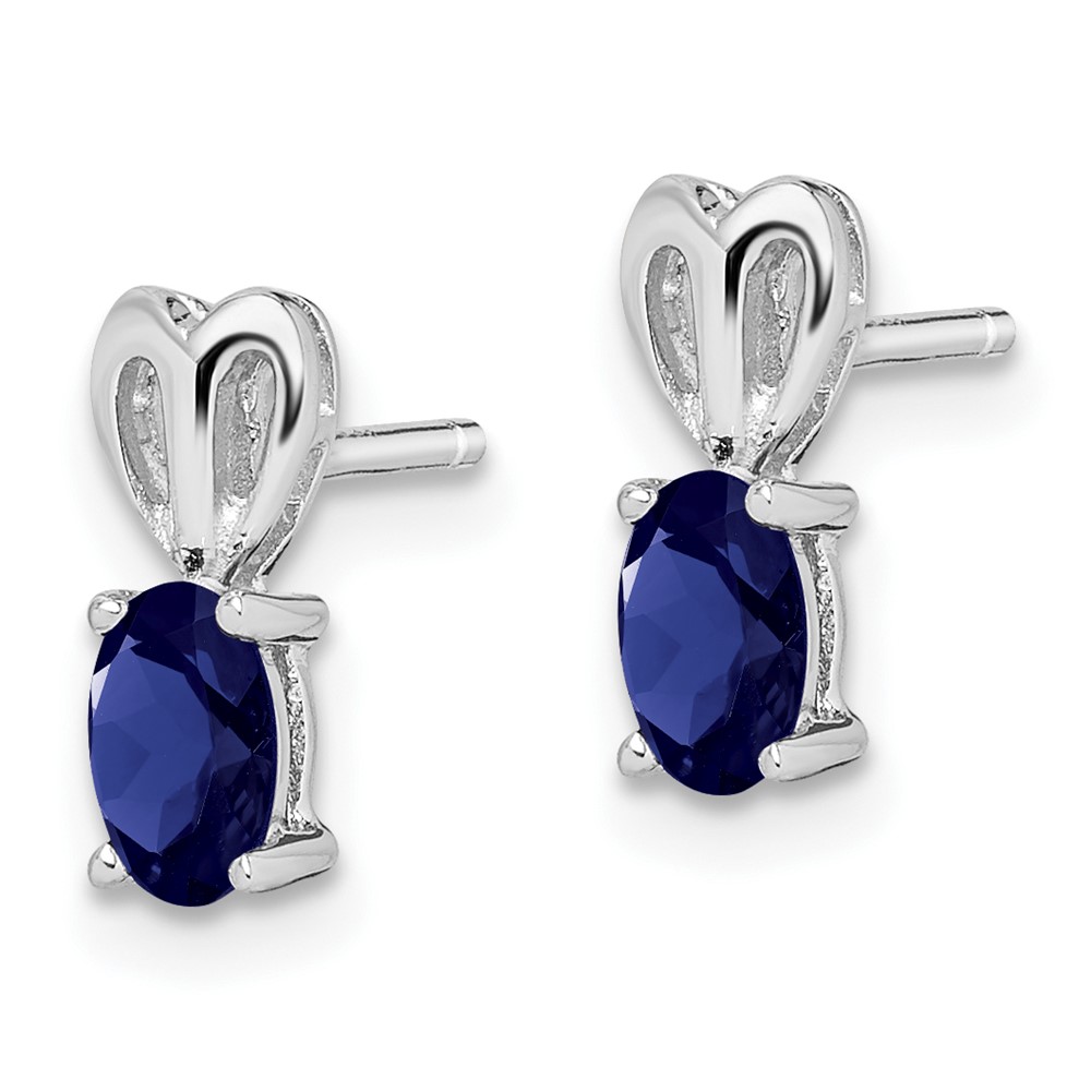 Sterling Silver Rhodium-plated Created Sapphire Earrings (QBE20SEP)