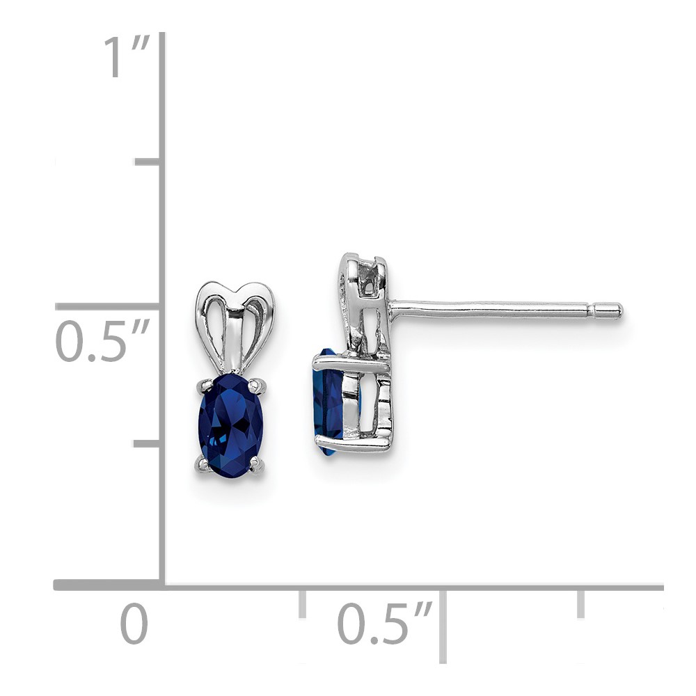 Sterling Silver Rhodium-plated Created Sapphire Earrings (QBE20SEP)