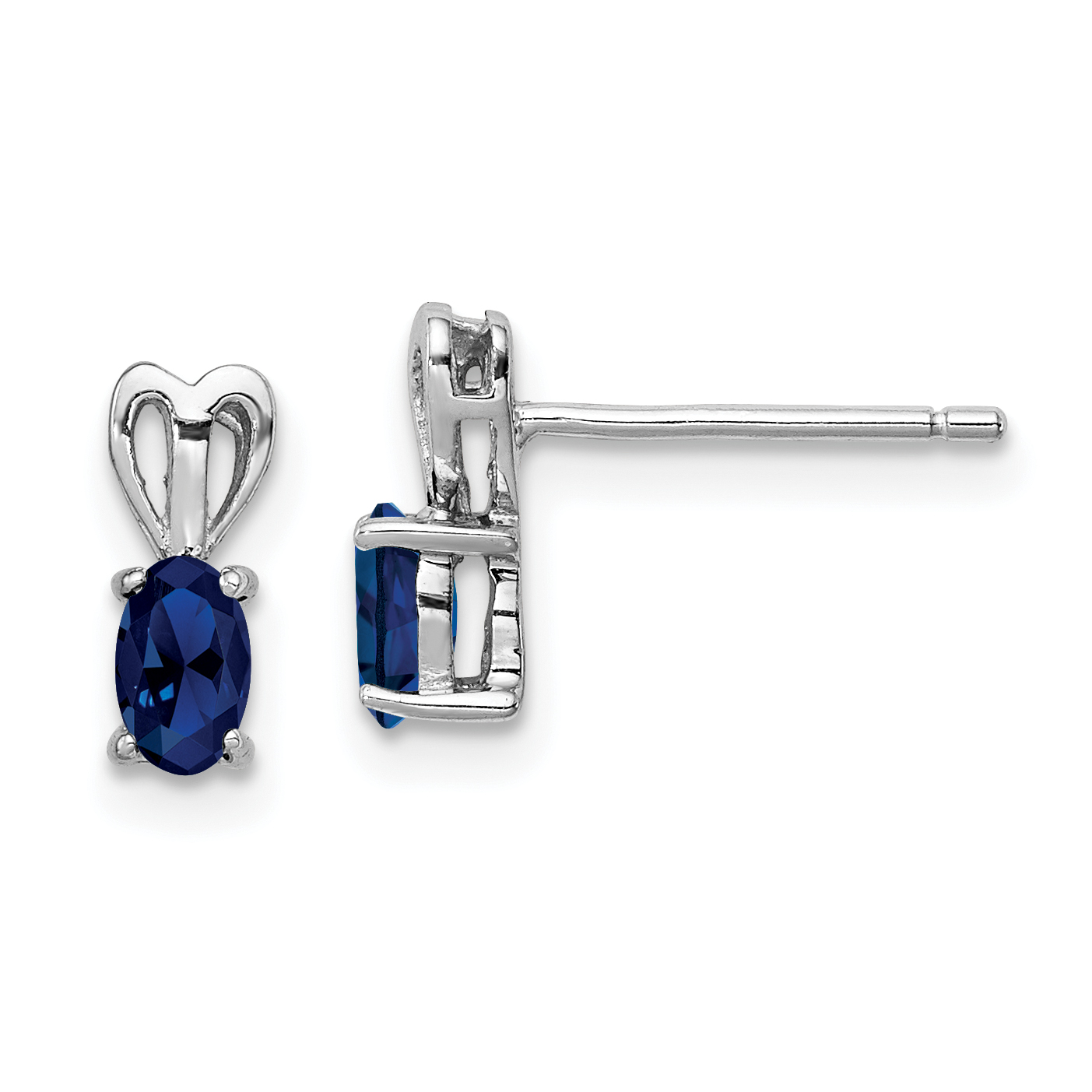 Sterling Silver Rhodium-plated Created Sapphire Earrings (QBE20SEP)