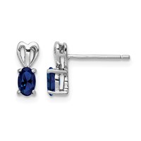 Sterling Silver Rhodium-plated Created Sapphire Earrings view 1