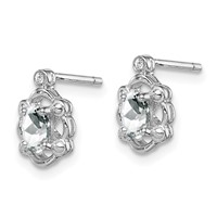 Sterling Silver Rhodium-plated White Topaz & Diam. Earrings view 2