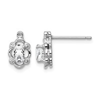 Sterling Silver Rhodium-plated White Topaz & Diam. Earrings view 1