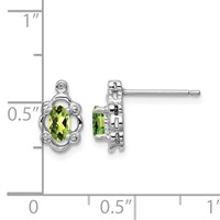 Sterling Silver Rhodium-plated Peridot & Diam. Earrings view 4