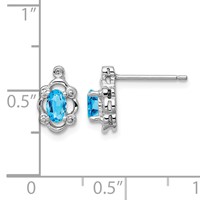 Sterling Silver Rhodium-plated Light Swiss Blue Topaz & Diam. Earrings view 4
