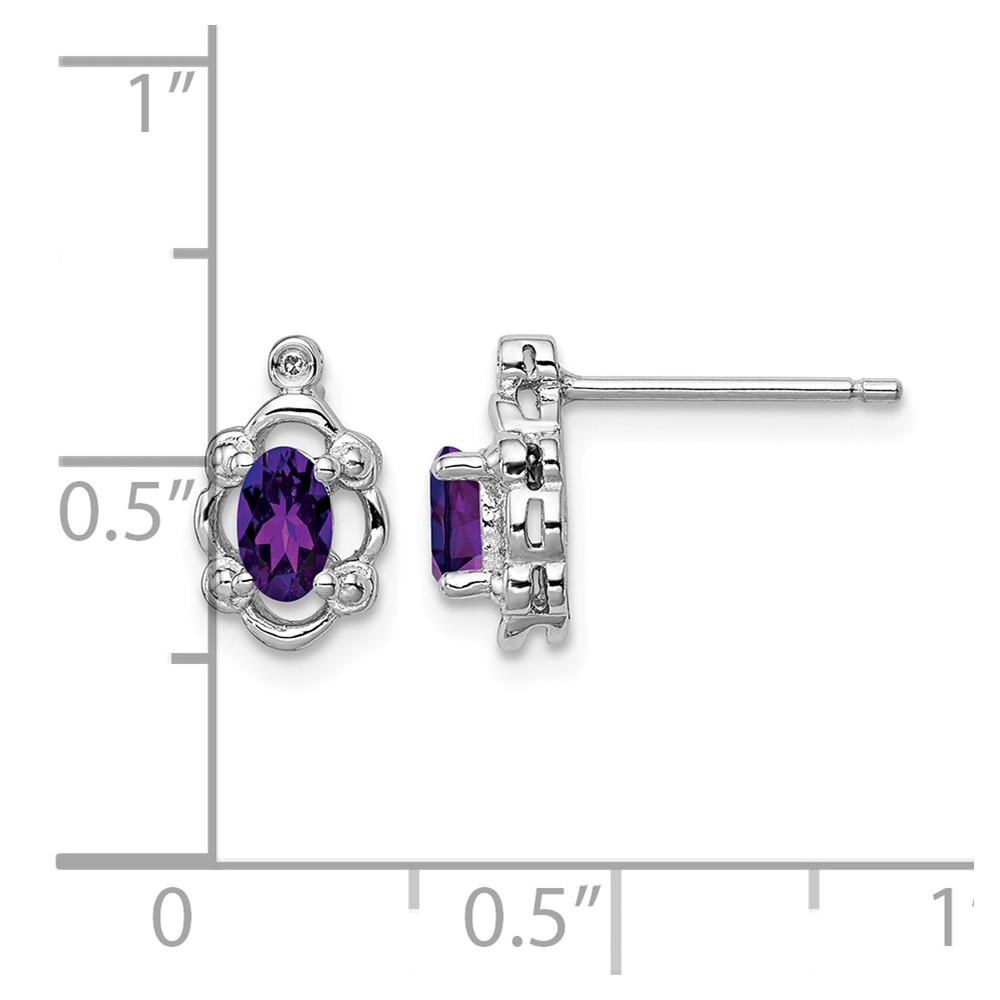 Sterling Silver Rhodium-plated Amethyst & Diam. Earrings (QBE21FEB)