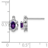 Sterling Silver Rhodium-plated Amethyst & Diam. Earrings view 4