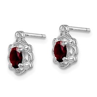 Sterling Silver Rhodium-plated Garnet & Diam. Earrings view 2