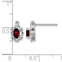 Sterling Silver Rhodium-plated Garnet & Diam. Earrings view 4
