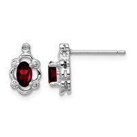 Sterling Silver Rhodium-plated Garnet & Diam. Earrings view 1