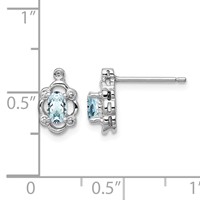 Sterling Silver Rhodium-plated Aquamarine & Diam. Earrings view 4