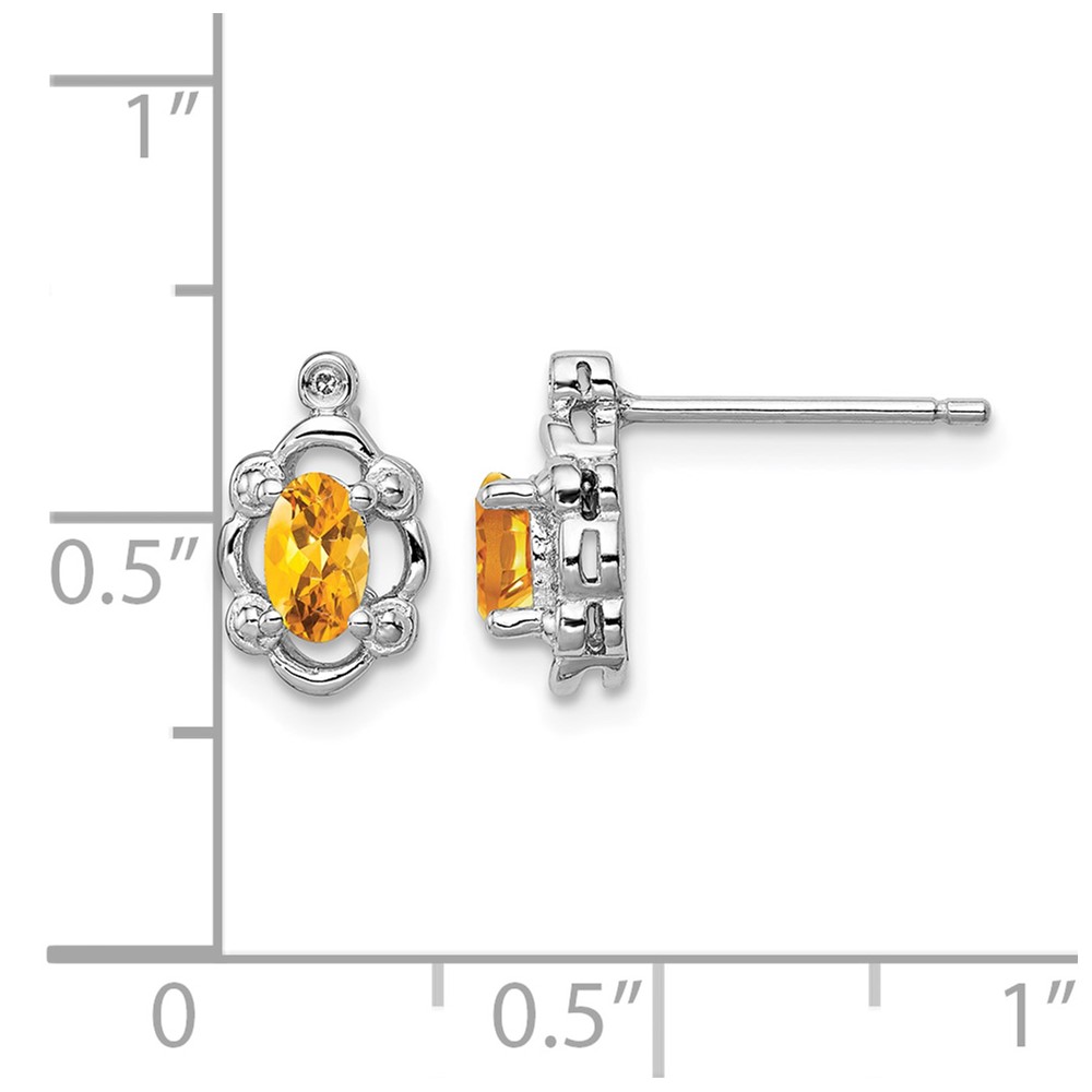 Sterling Silver Rhodium-plated Citrine & Diam. Earrings (QBE21NOV)